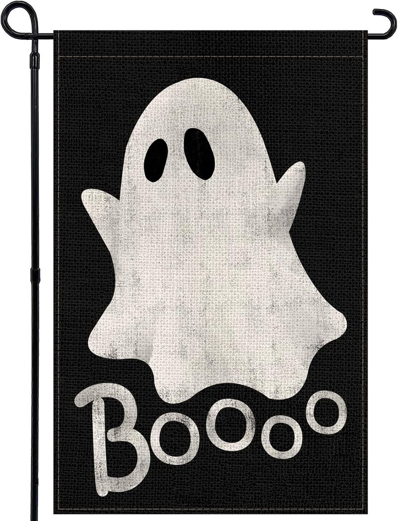 Agroon Halloween Ghost Garden Flag 12x18 Inch, Double Sided Holiday Burlap Yard Flag for Outdoor Decoration - Image 1